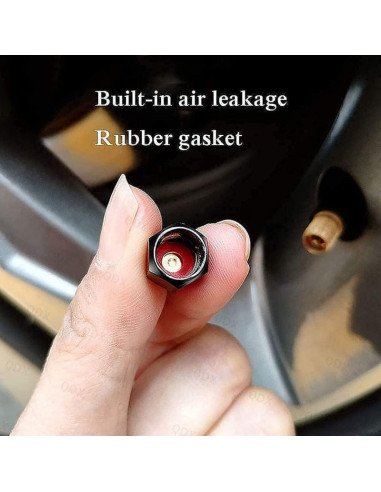 Set 4 capace hexagonale decorative pentru valva auto, Aluminiu, 1.8 cm, Rosu