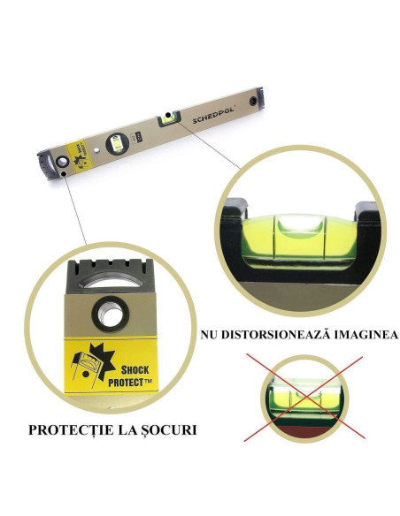 Nivela LUX profesionala 2 bule 60 cm, bula orizontala ochi de peste