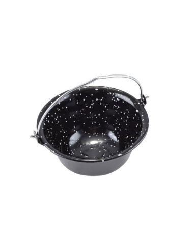 Set pentru servire ceaun, emailat, negru perlat, 0.8 L, suport cromat