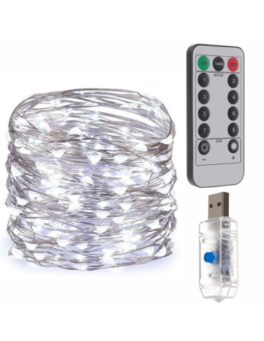Instalatie luminoasa de Craciun cu Telecomanda si Temporizator, 300 LED-uri, Alimentare USB, 8 Moduri de Iluminare, Rezistenta l