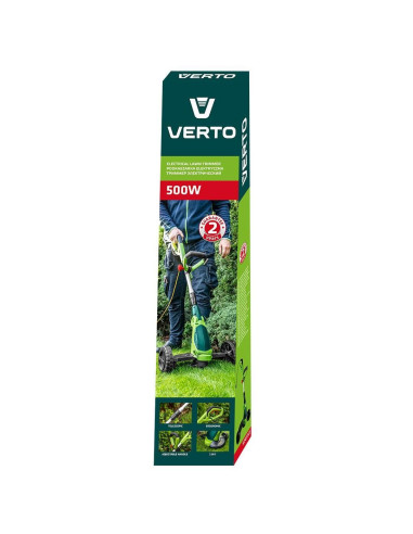 Motocoasa, trimmer, pentru tuns iarba, electric, cu 2 roti, 550 W, 32 cm, Verto