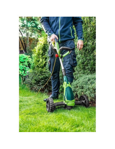 Motocoasa, trimmer, pentru tuns iarba, electric, cu 2 roti, 550 W, 32 cm, Verto