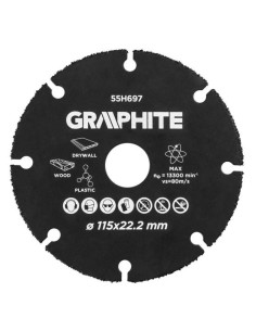 Disc debitat lemn, plastic, 115x22.2 mm, Graphite