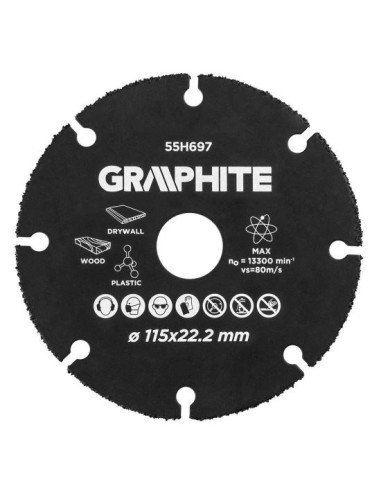 Disc debitat lemn, plastic, 115x22.2 mm, Graphite
