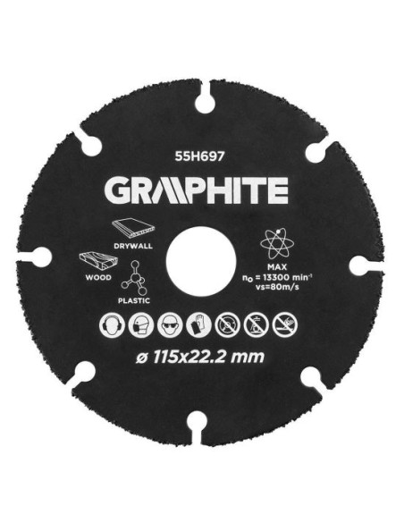 Disc debitat lemn, plastic, 115x22.2 mm, Graphite