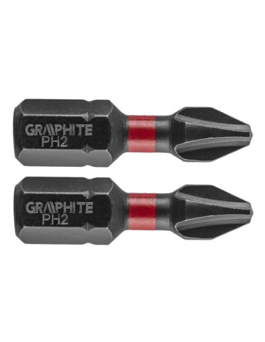 Varfuri, biti, de impact, PH2, set 2 buc, PH2x25 mm, Graphite