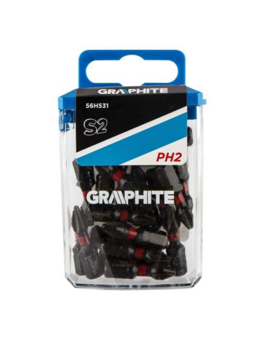 Varfuri, biti, de impact, PH2, 1/4", set 20 buc, PH2x25 mm, Graphite