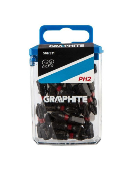 Varfuri, biti, de impact, PH2, 1/4", set 20 buc, PH2x25 mm, Graphite