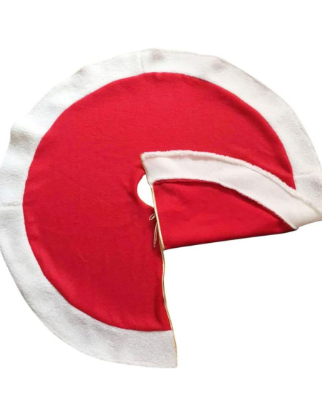 Covoras pentru Pomul de Craciun, Poliester, Rosu cu Alb, 90 cm