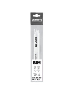 Panza, lama, fierastrau tip sabie, pentru lemn, metal, BIM, 14 TPI, set 2 buc, 225 mm, Graphite 2