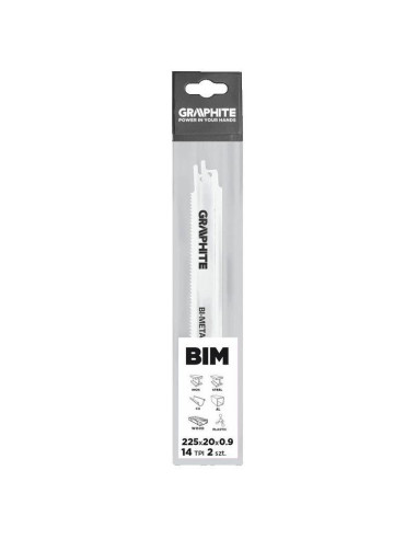 Panza, lama, fierastrau tip sabie, pentru lemn, metal, BIM, 14 TPI, set 2 buc, 225 mm, Graphite