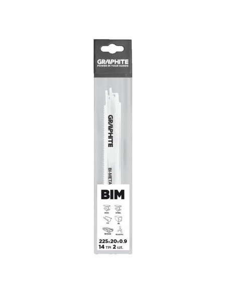 Panza, lama, fierastrau tip sabie, pentru lemn, metal, BIM, 14 TPI, set 2 buc, 225 mm, Graphite