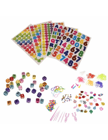 Set creativ pentru copii, 3000 piese, benzi de cauciuc, cro?etate si elemente decorative pentru creare bratari si bijuterii colo