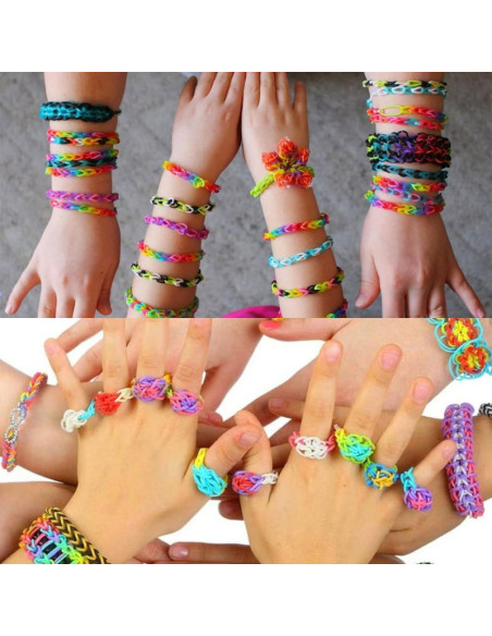 Set creativ pentru copii, 3000 piese, benzi de cauciuc, cro?etate si elemente decorative pentru creare bratari si bijuterii colo