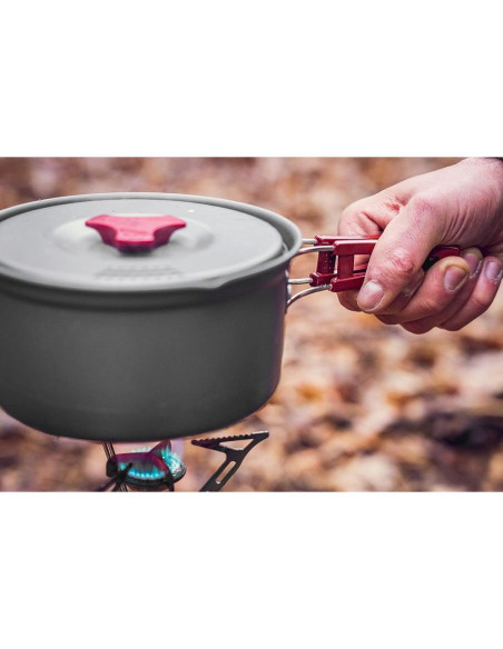 Oala si tigaie turistica, camping, aluminiu, cu accesorii, set 8 piese, NEO 