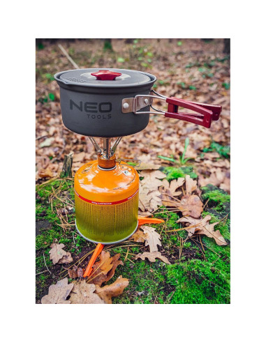 Oala si tigaie turistica, camping, aluminiu, cu accesorii, set 8 piese, NEO 
