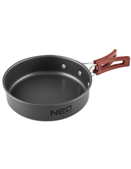 Oala si tigaie turistica, camping, aluminiu, cu accesorii, set 8 piese, NEO 
