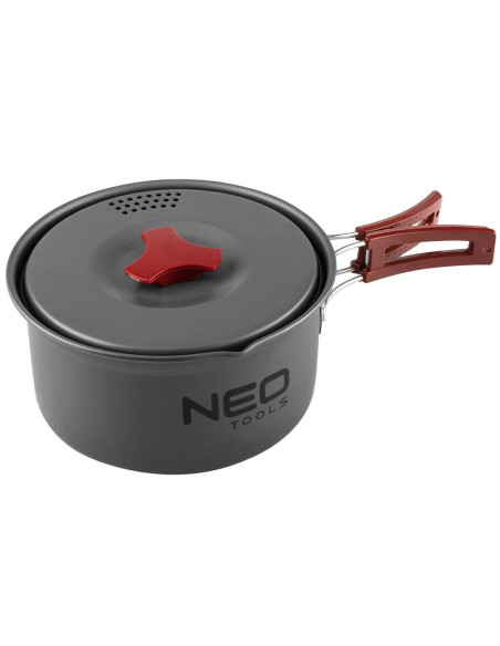 Oala si tigaie turistica, camping, aluminiu, cu accesorii, set 8 piese, NEO 