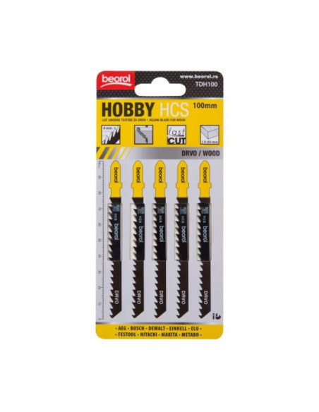 Panza, lama, fierastrau pendular, pentru lemn, prindere tip T, set 5 buc, 100 mm, Beorol