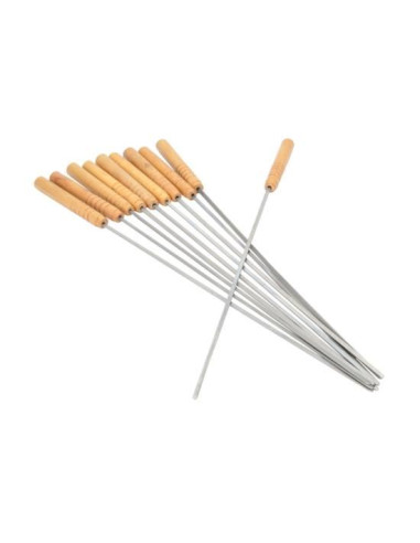 Tepuse frigarui, otel cromat, maner lemn, set 10 buc, 41 cm, Perfect Home 