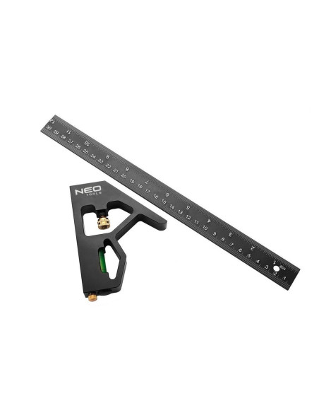 Echer tamplar/dulgher, multifunctional, aluminiu, drept, 30 cm, NEO