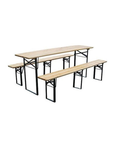 Set mobilier gradina/terasa, pliabil, 1 masa, 2 banci, 175 cm, Dortmund
