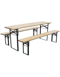 Set mobilier gradina/terasa, pliabil, 1 masa, 2 banci, 200 cm, Dortmund