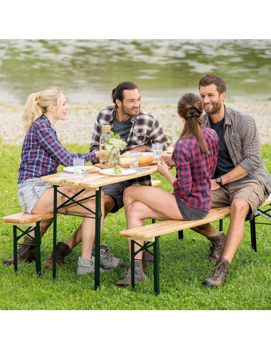 Set mobilier gradina/terasa, pliabil, 1 masa, 2 banci, 200 cm, Dortmund