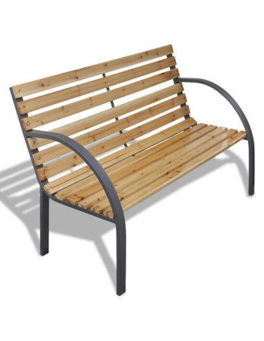 Banca de gradina, lemn, structura metal, 123x54x77 cm, Everild