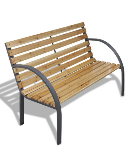 Banca de gradina, lemn, structura metal, 123x54x77 cm, Everild