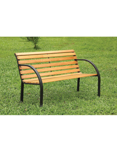 Banca de gradina, lemn, structura metal, 123x54x77 cm, Everild