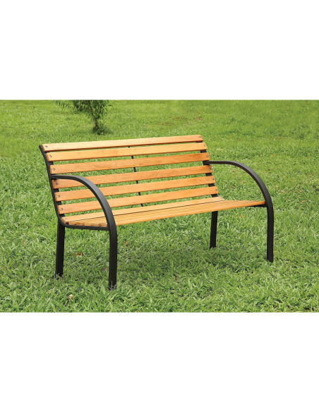 Banca de gradina, lemn, structura metal, 123x54x77 cm, Everild