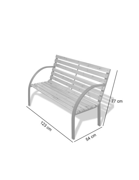 Banca de gradina, lemn, structura metal, 123x54x77 cm, Everild