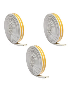 Set 3 buc, Banda autoadeziva pentru etansarea usilor si ferestrelor, Profil P, 9mm x 5.5mm, Rezistenta UV, Cauciuc EPDM, 6 m, Al