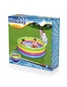 Piscina gonflabila pentru copii, rotunda, curcubeu, 157x46 cm, Bestway Rainbow 2