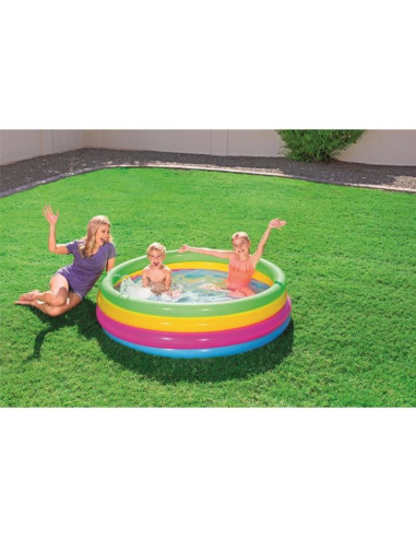 Piscina gonflabila pentru copii, rotunda, curcubeu, 157x46 cm, Bestway Rainbow