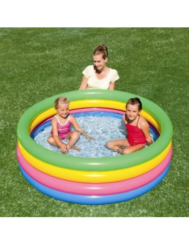 Piscina gonflabila pentru copii, rotunda, curcubeu, 157x46 cm, Bestway Rainbow