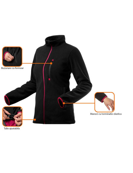 Geaca din lana polara pentru femei, model Woman Line, negru, marimea S/36, NEO