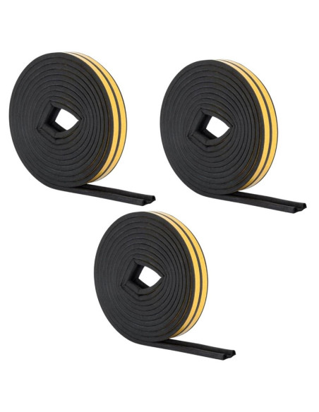 Set 3 buc, Banda autoadeziva pentru etansarea usilor si ferestrelor, Profil P, 9mm x 5.5mm, Rezistenta UV, Cauciuc EPDM, 6 m, Ma