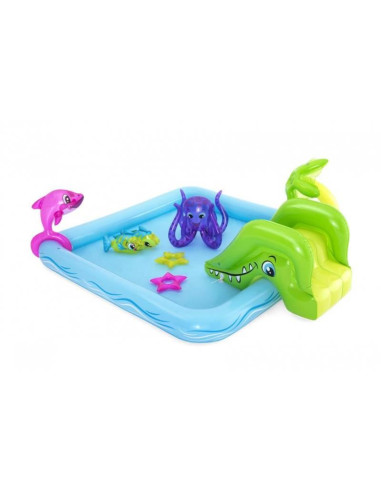 Piscina gonflabila pentru copii, de joaca, cu tobogan, 239x206x86 cm, Bestway Fantastic Aquarium