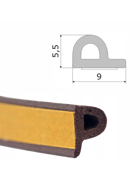 Set 3 buc, Banda autoadeziva pentru etansarea usilor si ferestrelor, Profil P, 9mm x 5.5mm, Rezistenta UV, Cauciuc EPDM, 6 m, Ma