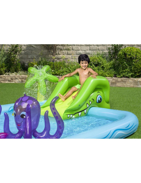 Piscina gonflabila pentru copii, de joaca, cu tobogan, 239x206x86 cm, Bestway Fantastic Aquarium