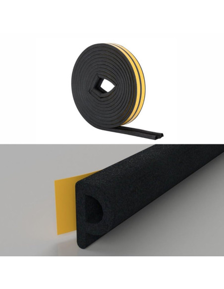 Set 3 buc, Banda autoadeziva pentru etansarea usilor si ferestrelor, Profil P, 9mm x 5.5mm, Rezistenta UV, Cauciuc EPDM, 6 m, Ma