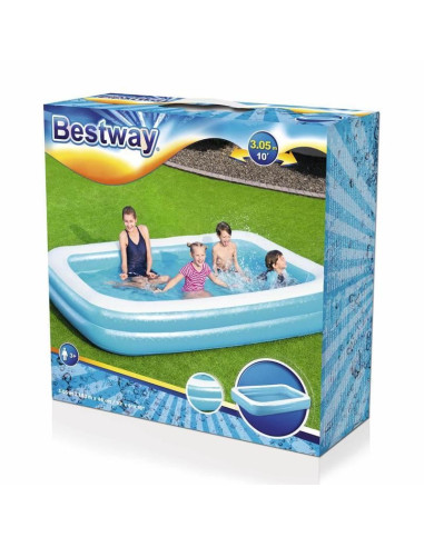 Piscina gonflabila pentru copii, dreptunghiulara, albastru, 305x183x46 cm, Bestway Family