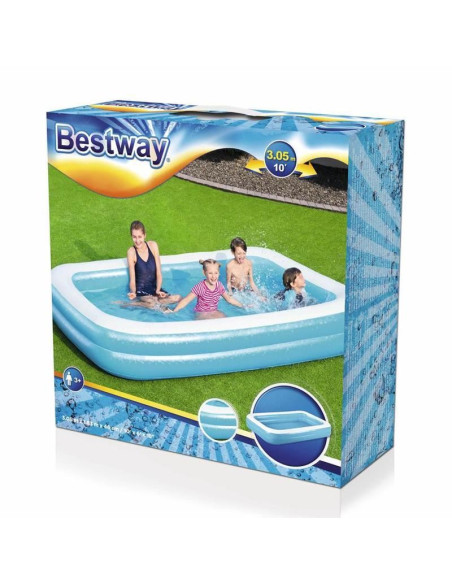 Piscina gonflabila pentru copii, dreptunghiulara, albastru, 305x183x46 cm, Bestway Family