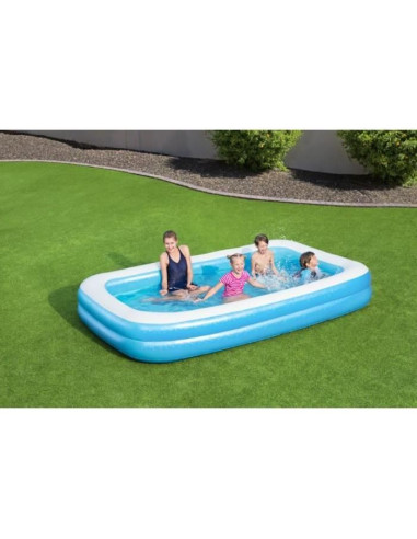 Piscina gonflabila pentru copii, dreptunghiulara, albastru, 305x183x46 cm, Bestway Family