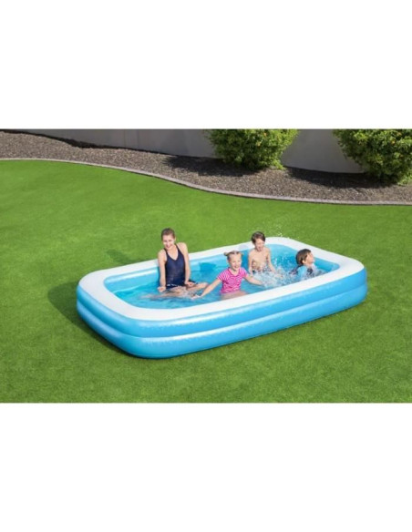 Piscina gonflabila pentru copii, dreptunghiulara, albastru, 305x183x46 cm, Bestway Family