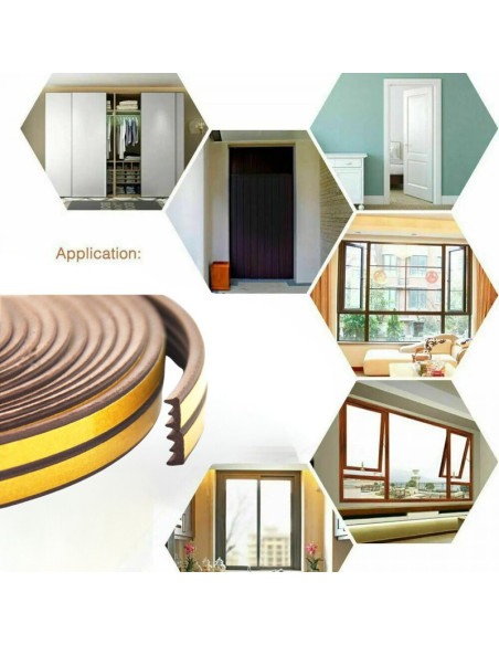 Set 3 buc, Banda autoadeziva pentru etansarea usilor si ferestrelor, Profil P, 9mm x 5.5mm, Rezistenta UV, Cauciuc EPDM, 6 m, Ma