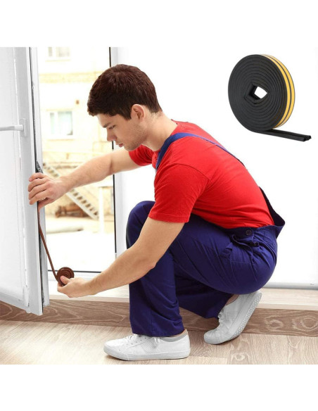 Set 3 buc, Banda autoadeziva pentru etansarea usilor si ferestrelor, Profil P, 9mm x 5.5mm, Rezistenta UV, Cauciuc EPDM, 6 m, Ma