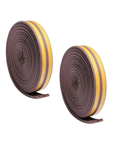 Set 2 buc, Banda autoadeziva pentru etansarea usilor si ferestrelor, Profil E, 9mm x 4mm, Rezistenta UV, Cauciuc EPDM, 6 m, Maro